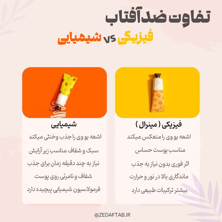 تفاوت ضدآفتاب فیزیکی و شیمیایی